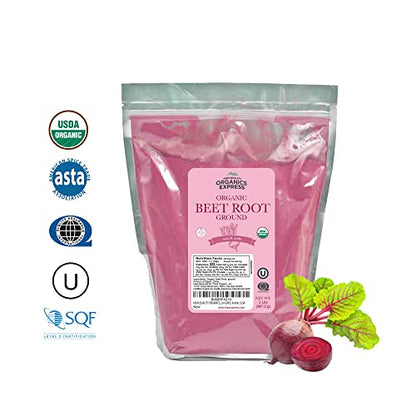HQOExpress Organic Beetroot Powder - Organic Superfood - Nitric Oxide Booster - Non
