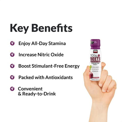 Force Factor Total Beets Superfood Shots for Healthy All-Day Stamina, Energy Drink Alternative with Beet Root Powder, Vitamins, & Antioxidants, Nitric Oxide Energy Shot, Açaí Berry, 3 Fl Oz (6-Pack)