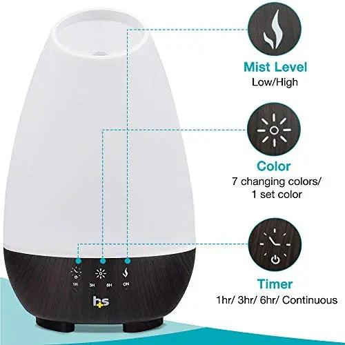 HealthSmart Essential Oil Diffuser, Cool Mist Humidifier and Aromatherapy Diffuser, FSA HSA Eligible with 500ML HealthSmart