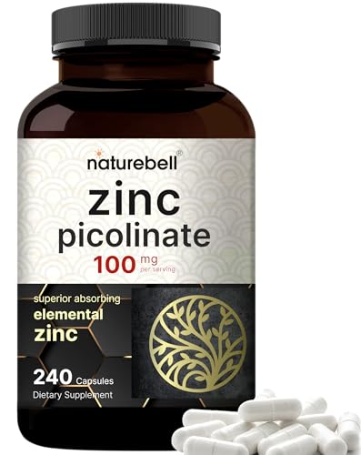 High Potency Zinc Picolinate 100mg - 240 Capsules, Bioavailable Form of Zinc 