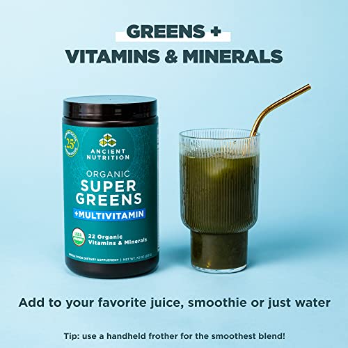 Ancient Nutrition Organic SuperGreens and Multivitamin Powder with Probiotics Ancient Nutrition