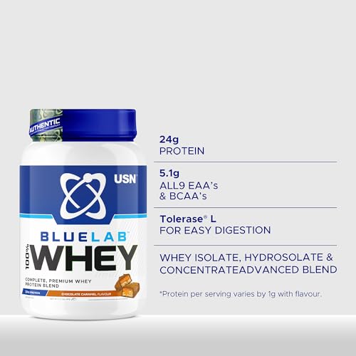 USN Blue Lab Whey Protein Powder: Chocolate Caramel - Whey Protein 2kg - Post-Workout USN