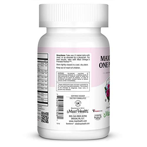 Maxi Health One Prenatal - Womens Prenatal Vitamins with Iron - Enhanced Absorption