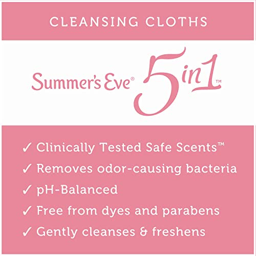 Summer's Eve Sheer Floral Daily Refreshing Feminine Wipes, Removes Odor, pH balanced Summer's Eve