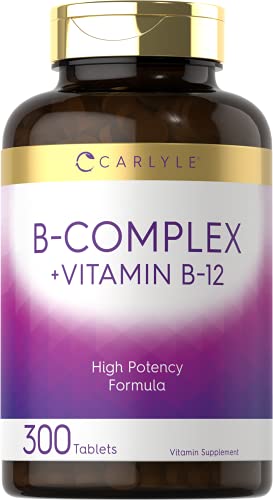 Carlyle B Complex Vitamin with B12 | 300 Tablets | High Potency Formula | Vegetarian 