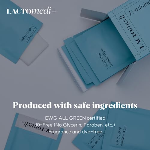 LACTOMEDI Feminine Wipes | Unscented Feminine Wipes | Individually Wrapped | pH-Balanced Feminine