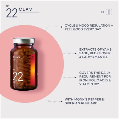 CLAV® Natural Hormone Balance for Women - PMS Relief with Siberian Rhubarb, Wild Yam & Vitex Berry