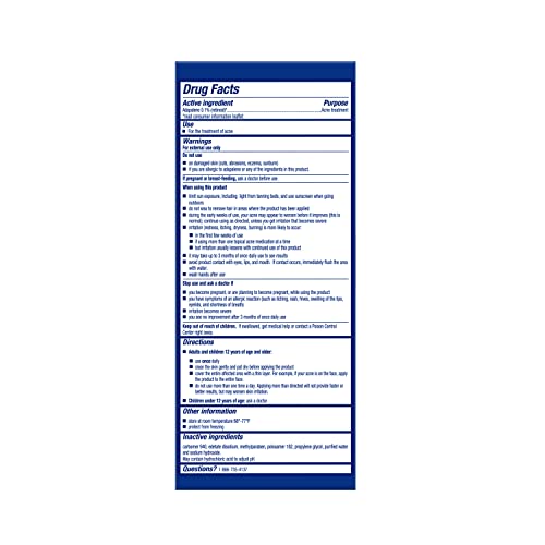 Differin Acne Treatment Gel, 30 Day Supply, Retinoid Treatment for Face Differin