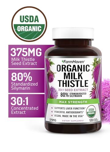 FarmHaven USDA Organic Milk Thistle Capsules | 11250mg Strength | 30X Concentrated FarmHaven