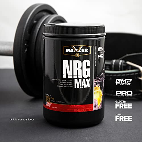 Maxler NRG MAX Pre Workout Powder with Taurine, L Citrulline Malate, Beta Alanine Creatine - Explosive Energy, Enhanced Endurance, Improved Concentration & Accelerated Recovery - Pink Lemonade 12.2 Oz