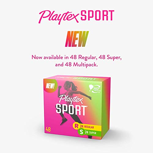 Playtex Sport Tampons, Regular Absorbency, Fragrance-Free - 48ct (Packaging May Vary) PLAYTEX