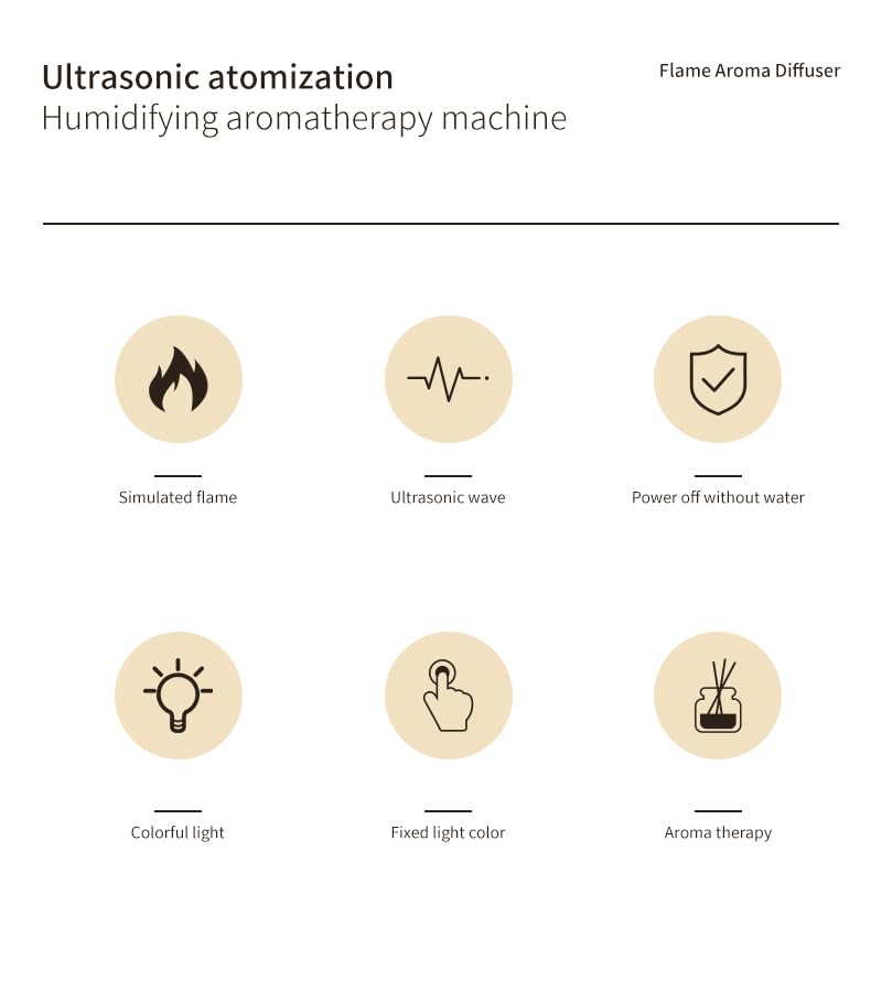 USB Oil Diffuser LED Flame Diffuser Humidifier Ultrasonic USB Flame Humidifier Essential Oil Generic