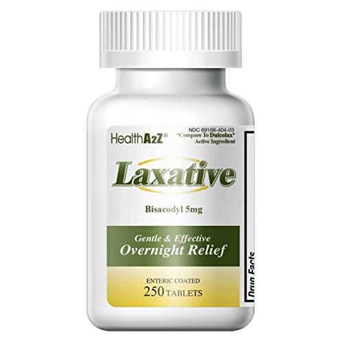 HealthA2Z Laxative Bisacodyl 5mg | 250 Counts | Gentle and Fast Overnight Relief