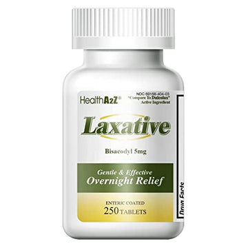 HealthA2Z Laxative Bisacodyl 5mg | 250 Counts | Gentle and Fast Overnight Relief