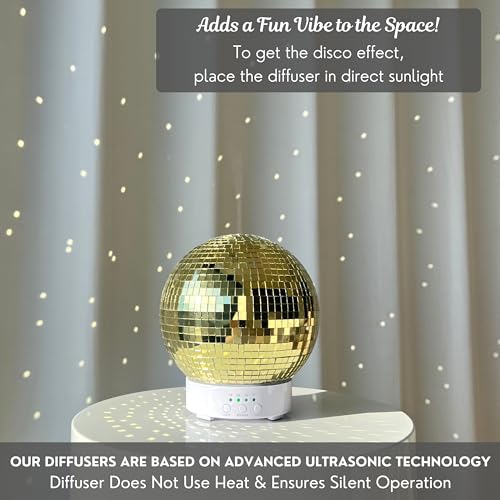 Disco Ball Diffuser Rotating - 300 ML Mirror Ball Oil Diffuser, Essential Oils Diffusers for Home SCANDINORDICA