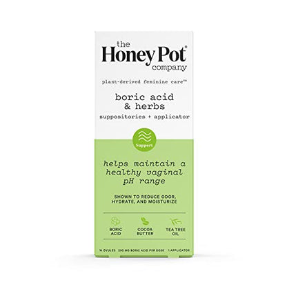 The Honey Pot Company 7 Day Boric Acid & Herbs Suppositories - Maintains and Balances Healthy