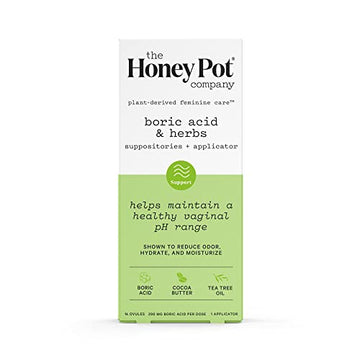 The Honey Pot Company 7 Day Boric Acid & Herbs Suppositories - Maintains and Balances Healthy