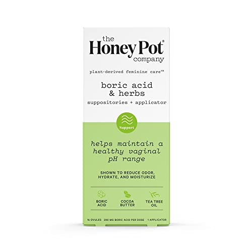 The Honey Pot Company 7 Day Boric Acid & Herbs Suppositories - Maintains and Balances Healthy