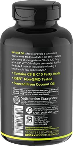 Sports Research Keto MCT Oil Capsules derived from Coconut Oil | Keto Fuel for The Brain Sports Research