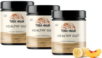 TERRA ORIGIN Healthy Gut Peach Banana | 3-Pack, 90 Servings (Three 30-Serving tubs) 