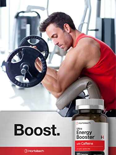 Ultra Energy Supplement | 120 Capsule Pills | with Caffeine & Vitamin B12 | Daily Energy Booster Horbäach