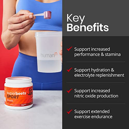 humanN SuperBeets Sport Pre Workout Powder – NSF Certified for Sport – Caffeine Free