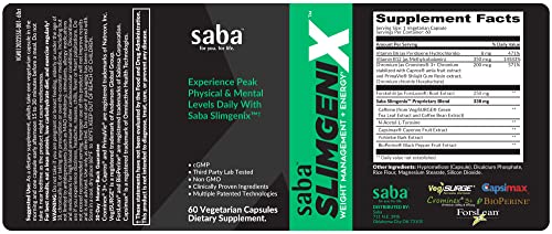 Saba SlimGenix -Energy, Weight Management, Appetite Control, Focus, Fat Burner Saba