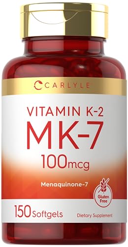 Carlyle Vitamin K2 Supplement 100mcg | K2 MK7 | 150 Softgels | Non-GMO