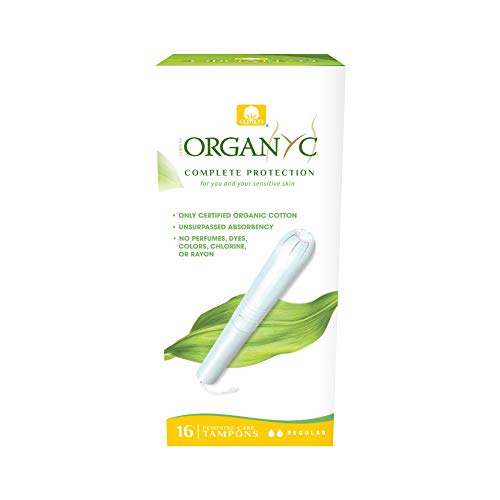 ORGANYC Hypoallergenic 100% Organic Cotton Internal Tampons with Applicator, REGULAR, 16-count Organyc