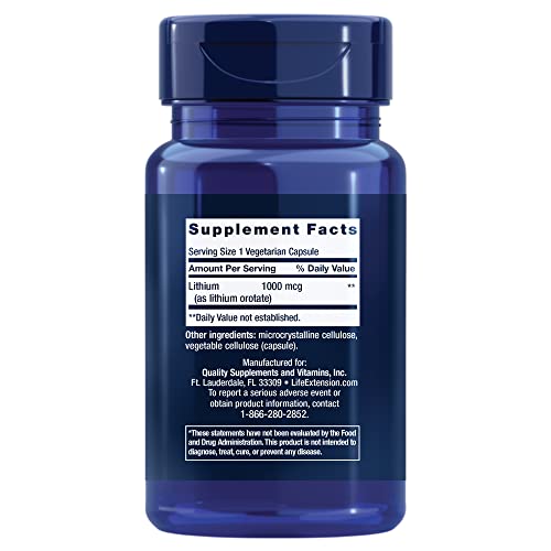 Life Extension Lithium 1000 mcg - for Brain Health, Anti-Aging & Longevity