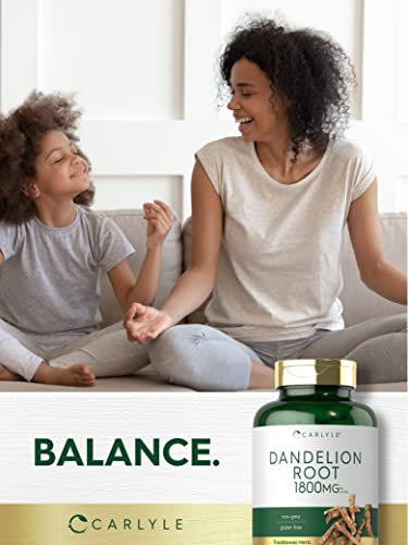 Carlyle Dandelion Root Capsules 1800mg | 300 Count | Non-GMO, Gluten Free