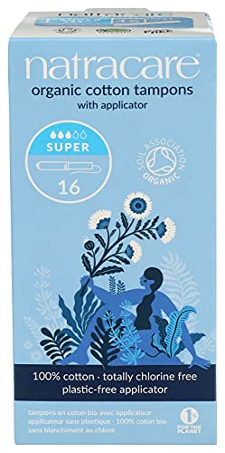 Natracare Organic Cotton Super Tampons with Cardboard Applicator, Plastic Free, Chlorine Free