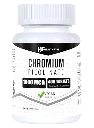 Chromium Picolinate 1000mcg | 400 Tablets | Support Carbohydrate Breakdown & Metabolism