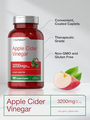Apple Cider Vinegar Tablets 3200mg | 180 Pills | Vegetarian, Non-GMO & Gluten Free Supplement Horbäach