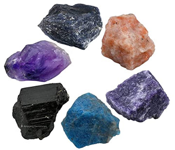 Weight Loss Crystals and Stone Sets Manifestation, Set of 6 Black Tourmaline, Amethyst