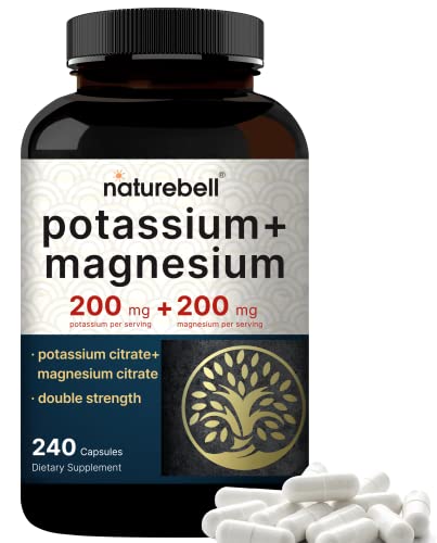Potassium Magnesium Supplement – 200mg + | 240 Capsules Easily Absorbed Citrate 