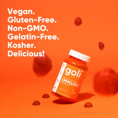 Goli Immune Vitamin Gummy - 60 Count - Elderberry, Vitamin C, D & Zinc, Vegan, Non-GMO