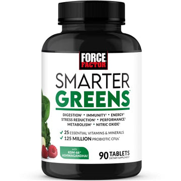FORCE FACTOR Smarter Greens Tablets, Greens Supplement with 25+ Superfoods and Antioxidants