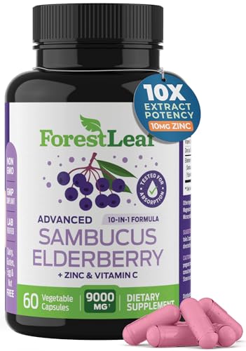 ForestLeaf Sambucus Elderberry with Vitamin C and Zinc - 9000mg Ult