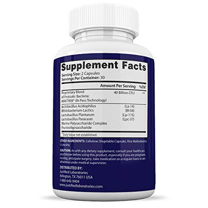 Justified Laboratories (3 Pack) Clear Nails Plus Max Pills 40 Billion CFU Probiotic 60 Caps