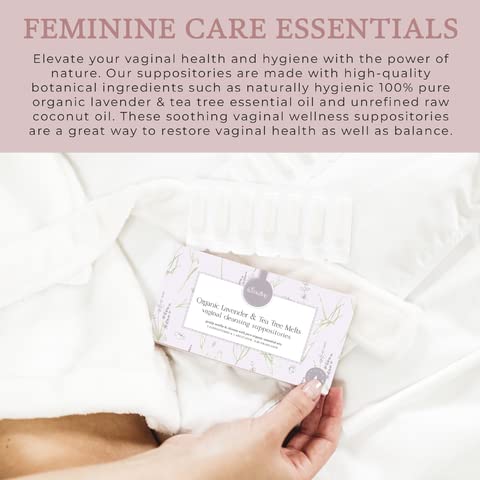 Femallay Organic Lavender and Tea Tree Oil Vaginal Cleansing Suppositories for Hygiene Femallay