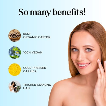 Hexane Free Organic Castor Oil - USDA Organic Castor Oil for Body Detox Hair Growth & Skin Care