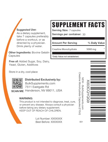 BULKSUPPLEMENTS.COM Creatine Monohydrate Capsules - Micronized Creatine Monohy BULKSUPPLEMENTS.COM