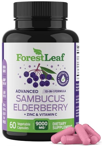 ForestLeaf Sambucus Elderberry with Vitamin C and Zinc - 9000mg Ult