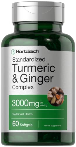 Turmeric and Ginger Supplement 3000 mg | 60 Softgel Capsules | Turmeric Curcumin Complex