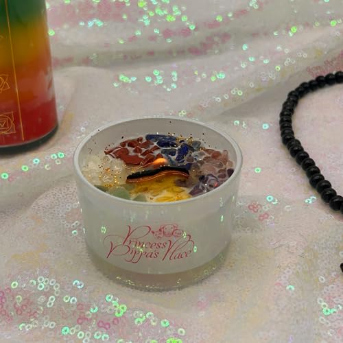 Princess Pippa's Place Healing Candles with Crystals Inside- Natural Soy Wax 7 Stones Crystal Candle Jar Msupps.com