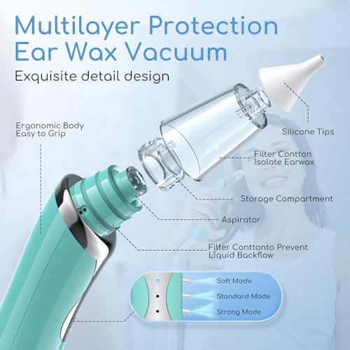 Ear Vacuum Wax Remover, Ear Wax Removal with 8 Pcs Ear Pick, Ear Wax