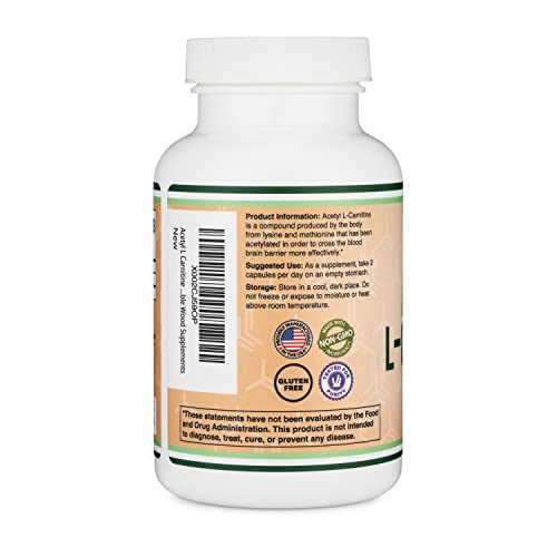 Acetyl L-Carnitine 1,000mg Per Serving, 150 Capsules (ALCAR for Brain Function Support Double Wood Supplements