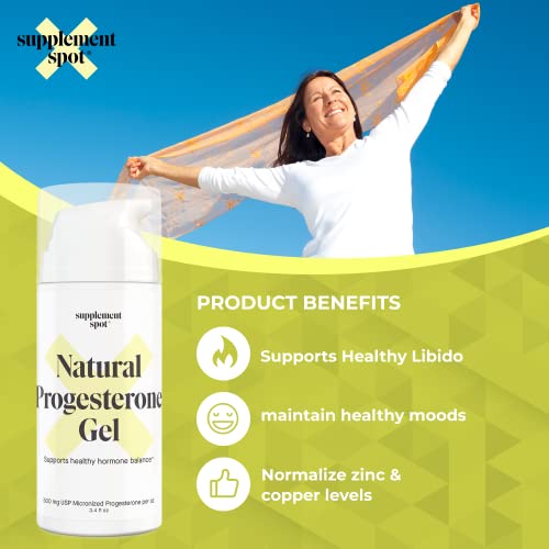 Supplement Spot Progesterone Gel for Women - Water Based USP Progesterone Gel Supplement Spot