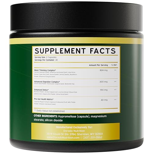 Colon Cleanse and Gut Detox for Weight Management & Digestive Support - Cascara Sagraoda DORADO NUTRITION